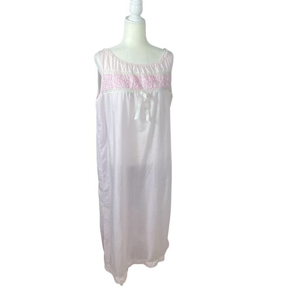 VTG Schrank Cotton Gauze Lace Nightgown Pink Women's Large Cottage Romantic - Picture 5 of 16